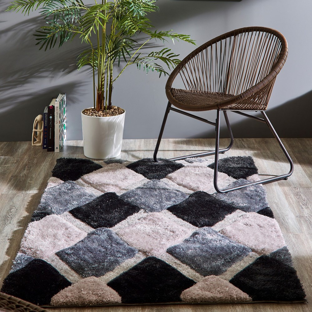 3D GEO Diamond Rugs In Grey